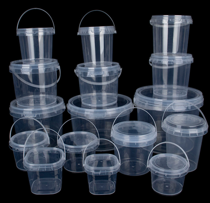 Gıda depolama ve gösterme için özelleştirilebilir açık plastik kova